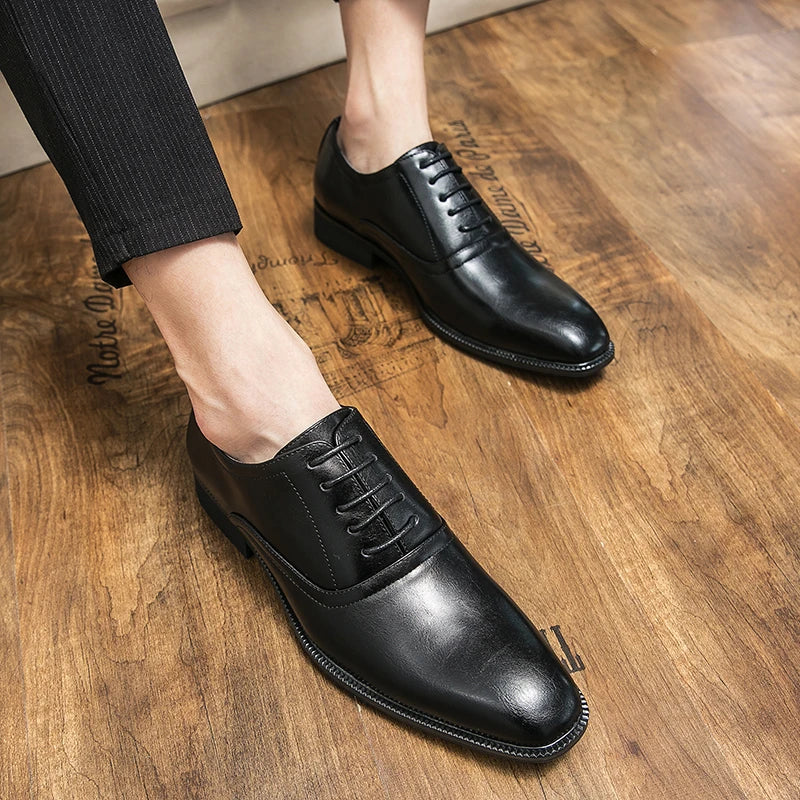 Visco Elegant Leather Men Shoes Italian Formal Dress Male Footwear Luxury Brand Fashion  Office Working Oxford Shoes for Man