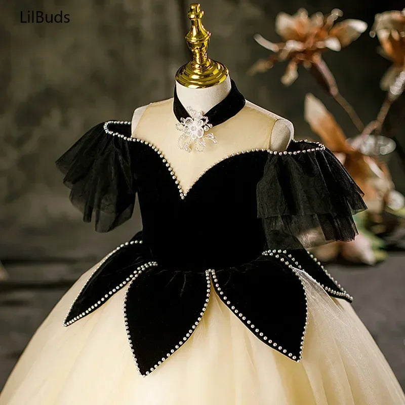 Maxy Fashion Kids Girl Elegant Dress Children Patchwork Beading Clothing Pageant Costumes Baby Evening Princess Dresses Luxury Frocks