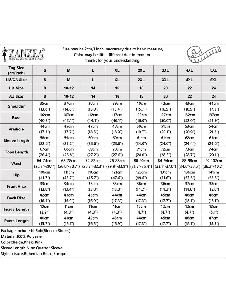 Maxy Women Shorts Sets ZANZEA Elegant Long Sleeve Shirt Pant Suit Spring 2PCS Outfits Casual Loose Matching Set Summer Tracksuit