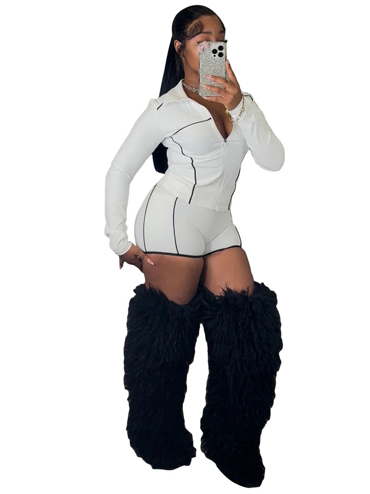 Women's 2-Piece Short Pants Sets Solid Color Women Tracksuit Winter Yoga Set Long Sleeve Gym Training Clothes Yoga Tight Jacket