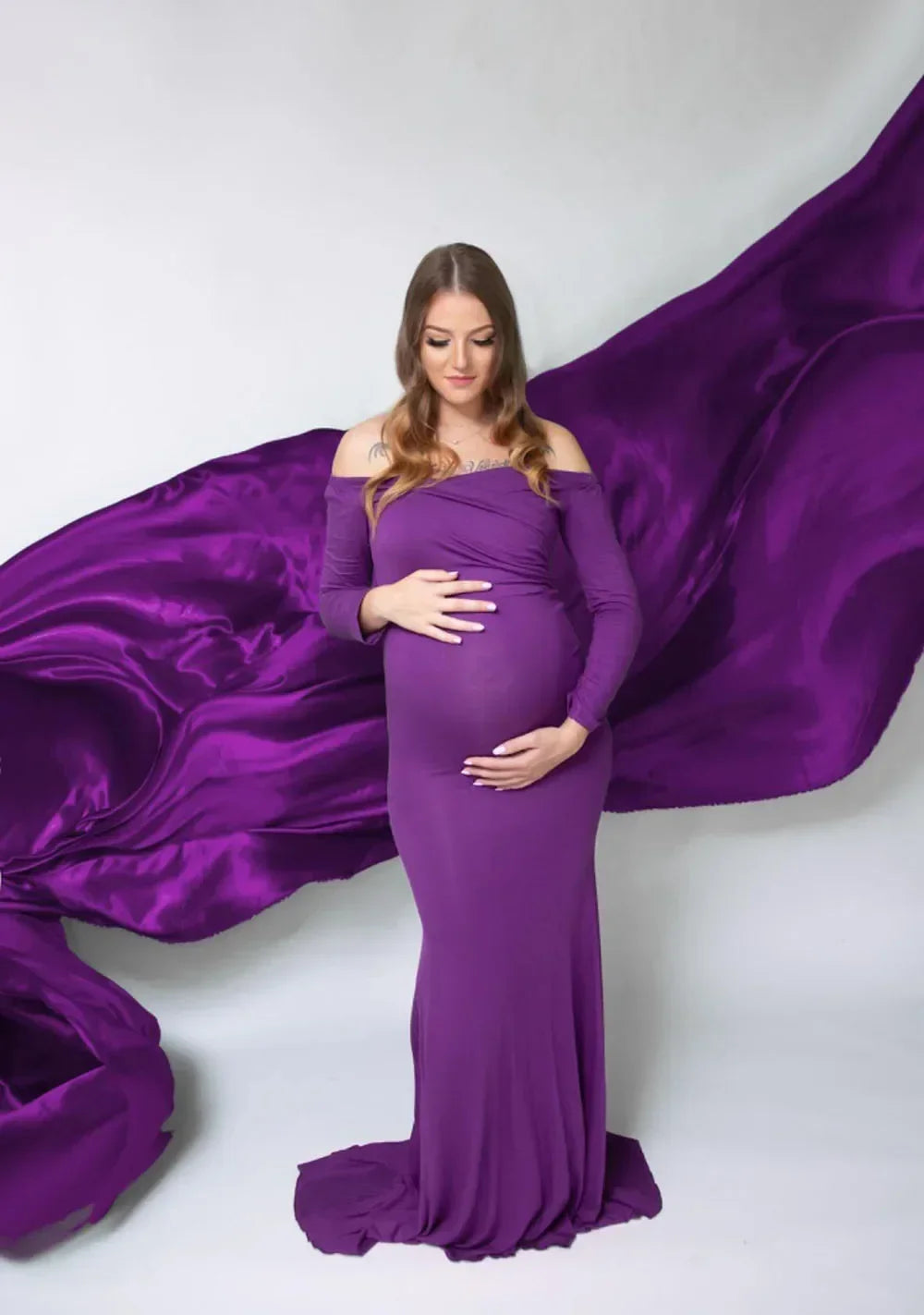 Maxy Long Sleeve Maternity Dress for Photography Props Elegant Pregnancy Clothes Pregnancy Dress Pregnant Photo Shoot Clothing
