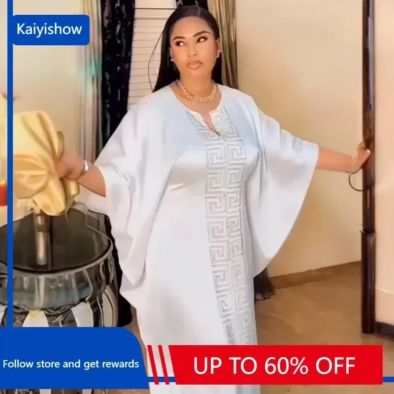Maxy Customized Party Dresses For Women Traditional Clothing Dubai Dashiki Abaya Muslim Plus Size Bat Sleeve Maxy