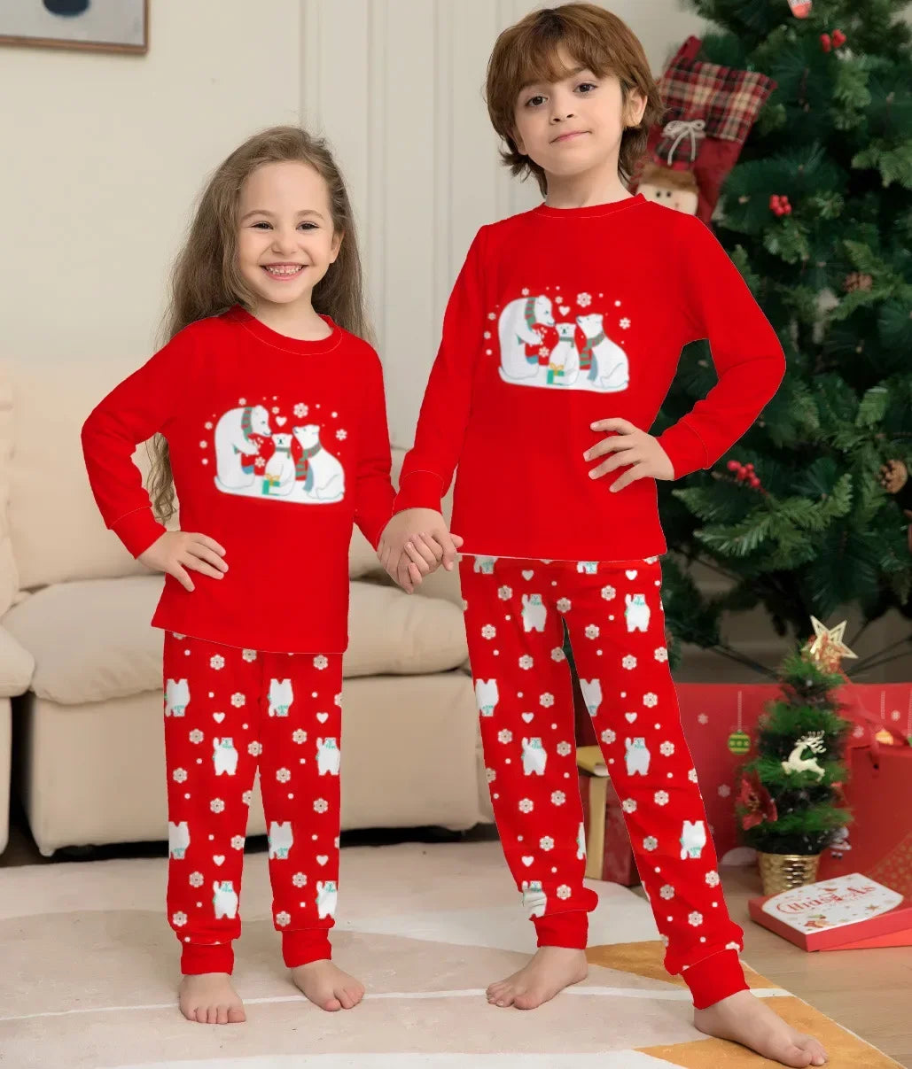 Xmas Look Toddler Boys Girls Pajamas Set Cartoon Print 2 Piecers Suit Sleepwear Christmas Matching Clothing Set Baby Romper Pjs