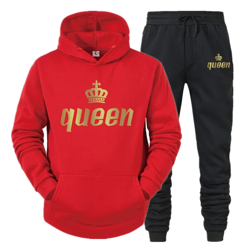 Maxy King And Queen Couple Outfit Hoodie and Jogger Pants High Quality Men Women Daily Casual Sport Jogging Suit King Queen Tracksuit