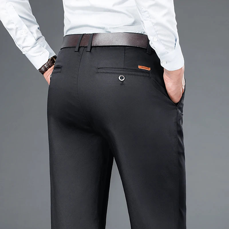 Maxy High Quality Men's Clothing Autumn Winter Office Business Casual Suit Trousers American Elegant Loose Straight Cargo Pants
