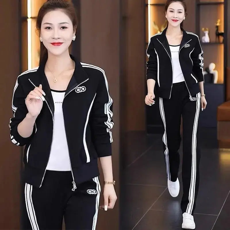 Maxy Fashionable Casual Sportswear Set for Women's Spring and Autumn New Western-style Age Reducing Running Suit Two-piece Set