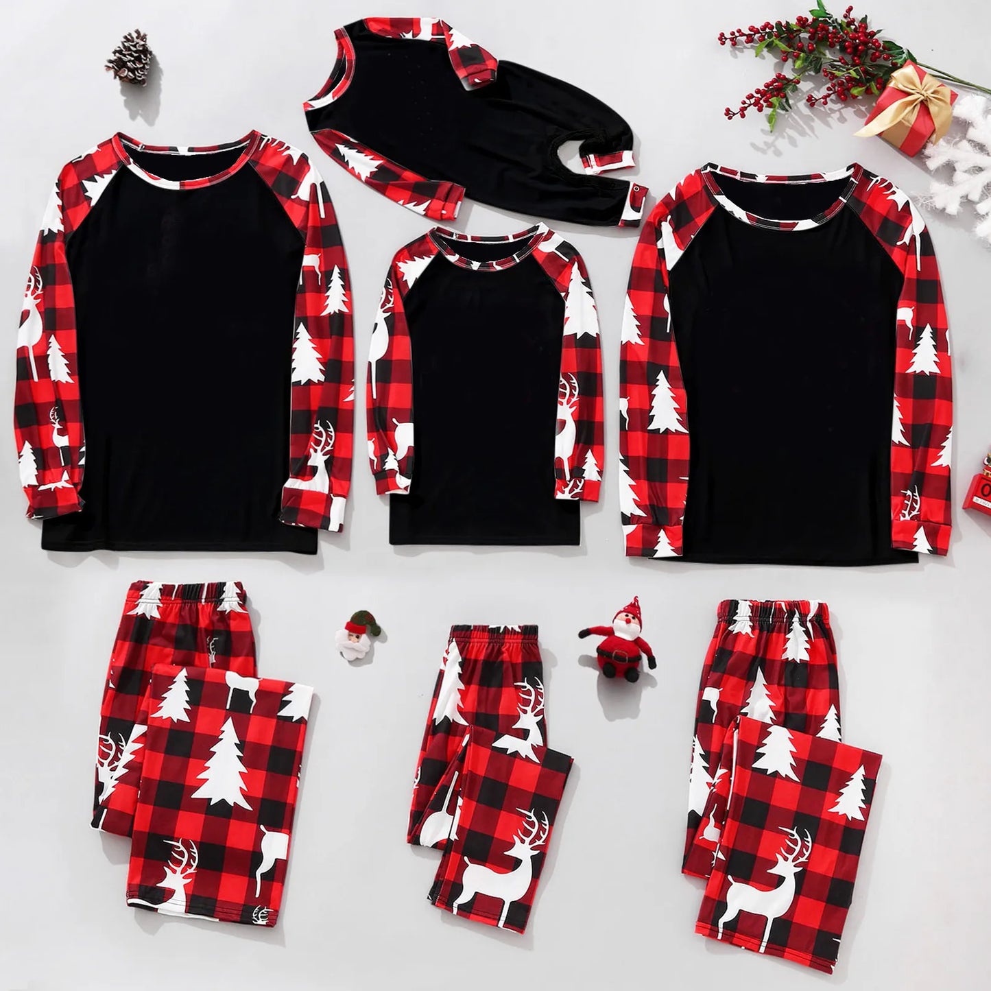 Maxy Christmas Family Matching Outfits Mom Dad Kids 2 Pieces Pajamas Set Baby Rompers Casual Loose Sleepwear Xmas Family Look Pyjamas