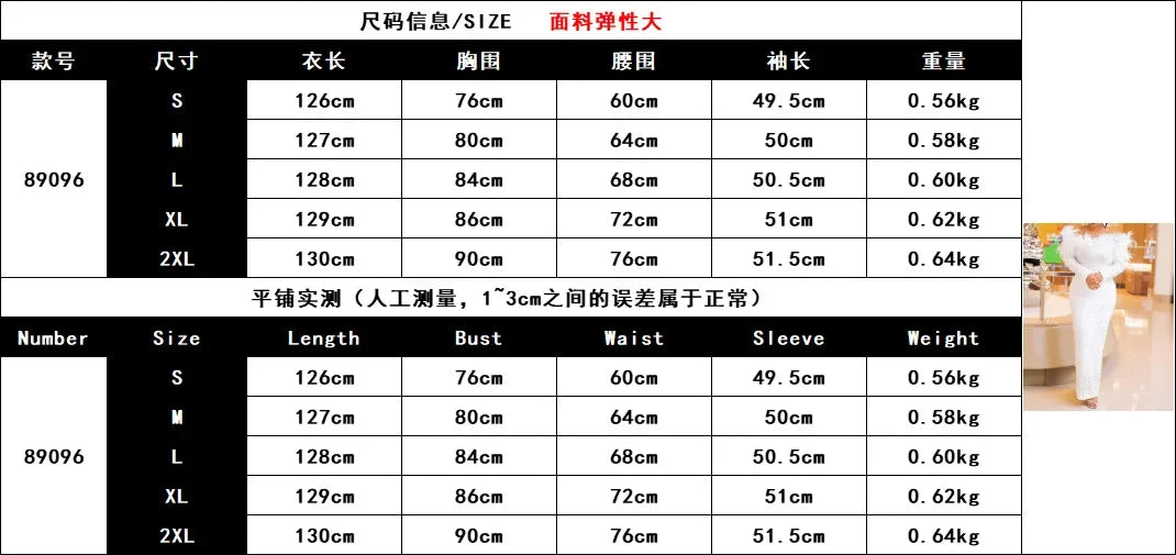 Maxy White Dress for Women Elegant Lady Wedding Evening Party Dresses Spring and Autumn Long Sleeve Clothes Plus Size