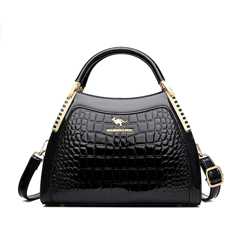 Maxy High Quality Patent Leather Three Layers Women Shoulder Bags Luxury Designer Messenger Casual Tote Bag Large Capacity Hand bags