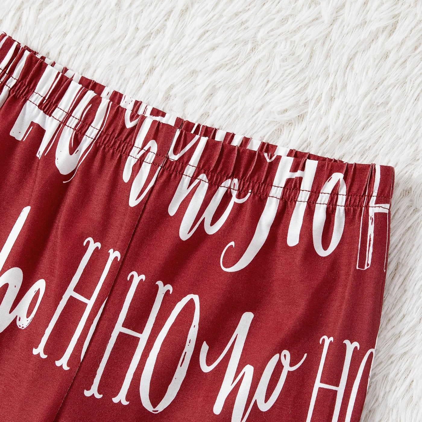 PatPat Christmas Family Matching Allover Letter Print Burgundy Long-sleeve Naia Pajamas Sets (Flame Resistant)