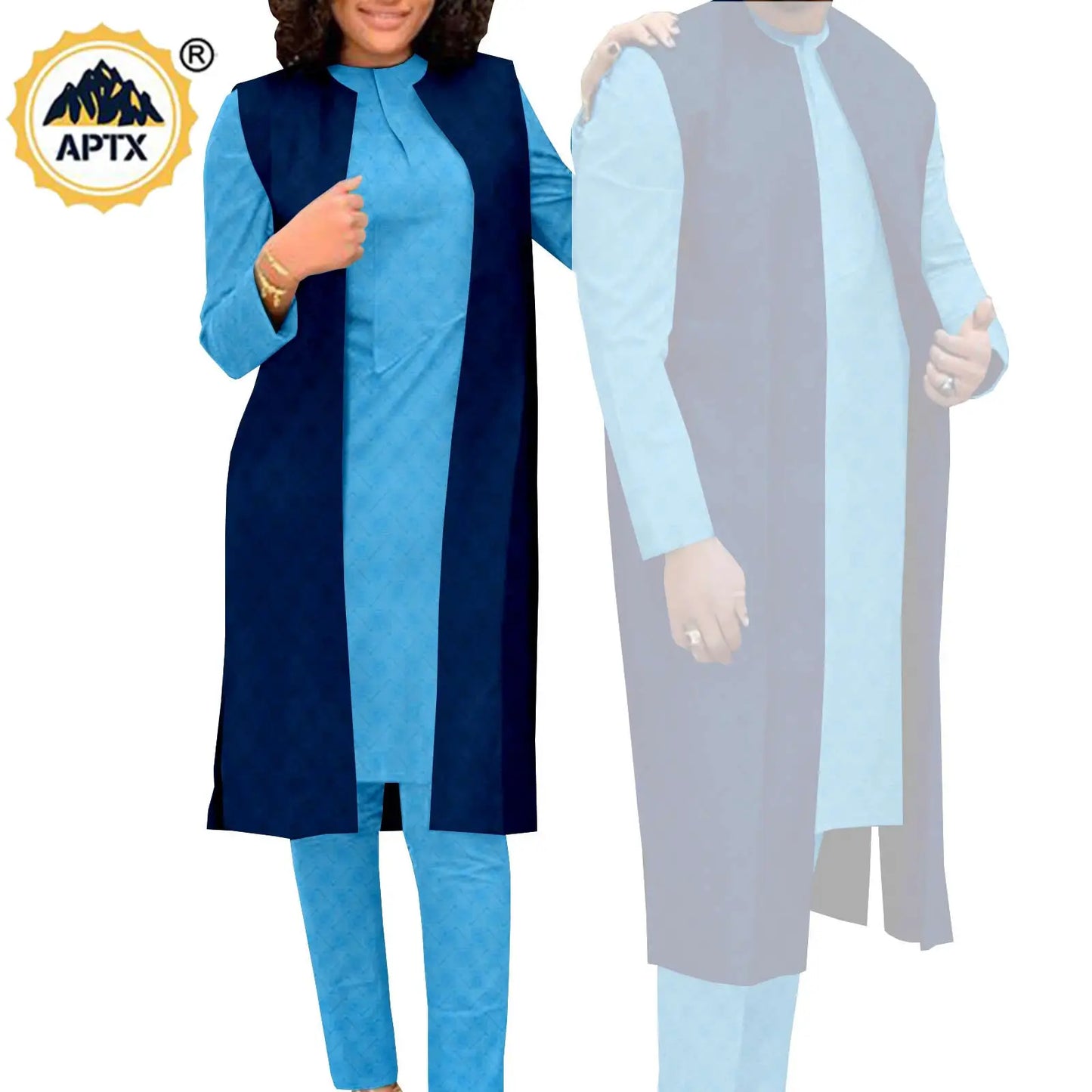 Amay Couples Clothes Bazin Riche Women Outfits 3 Pieces Sets Match Men Jacquard Shirt and Pants and Vest Jackets Sets Y22C029