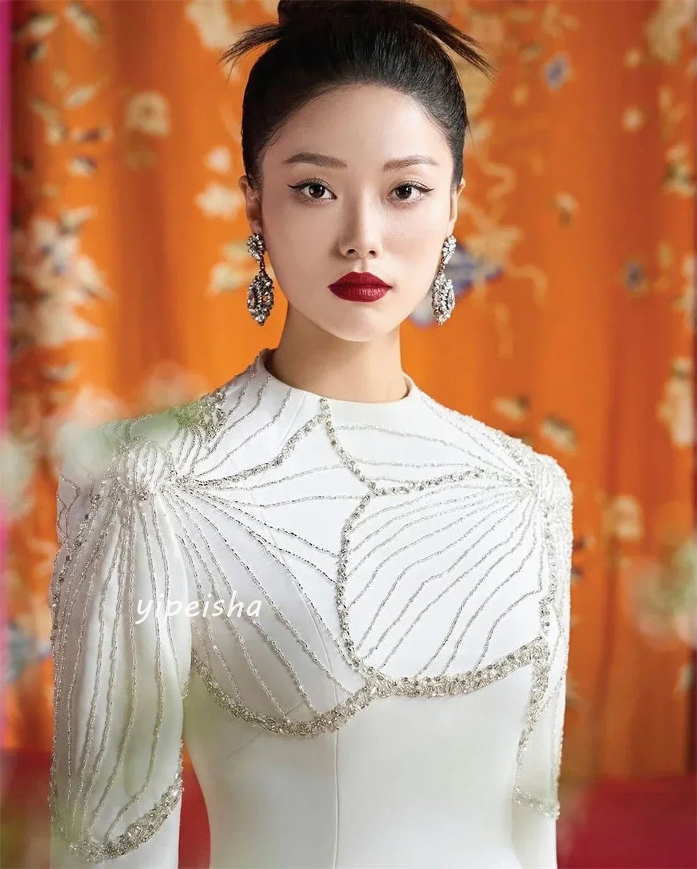 Maxy Customized Evening Jersey Rhinestone Beach A-line Scoop High Collar Neck Bespoke Gown Midi Es Sexy Casual Saudi Arabia for Women