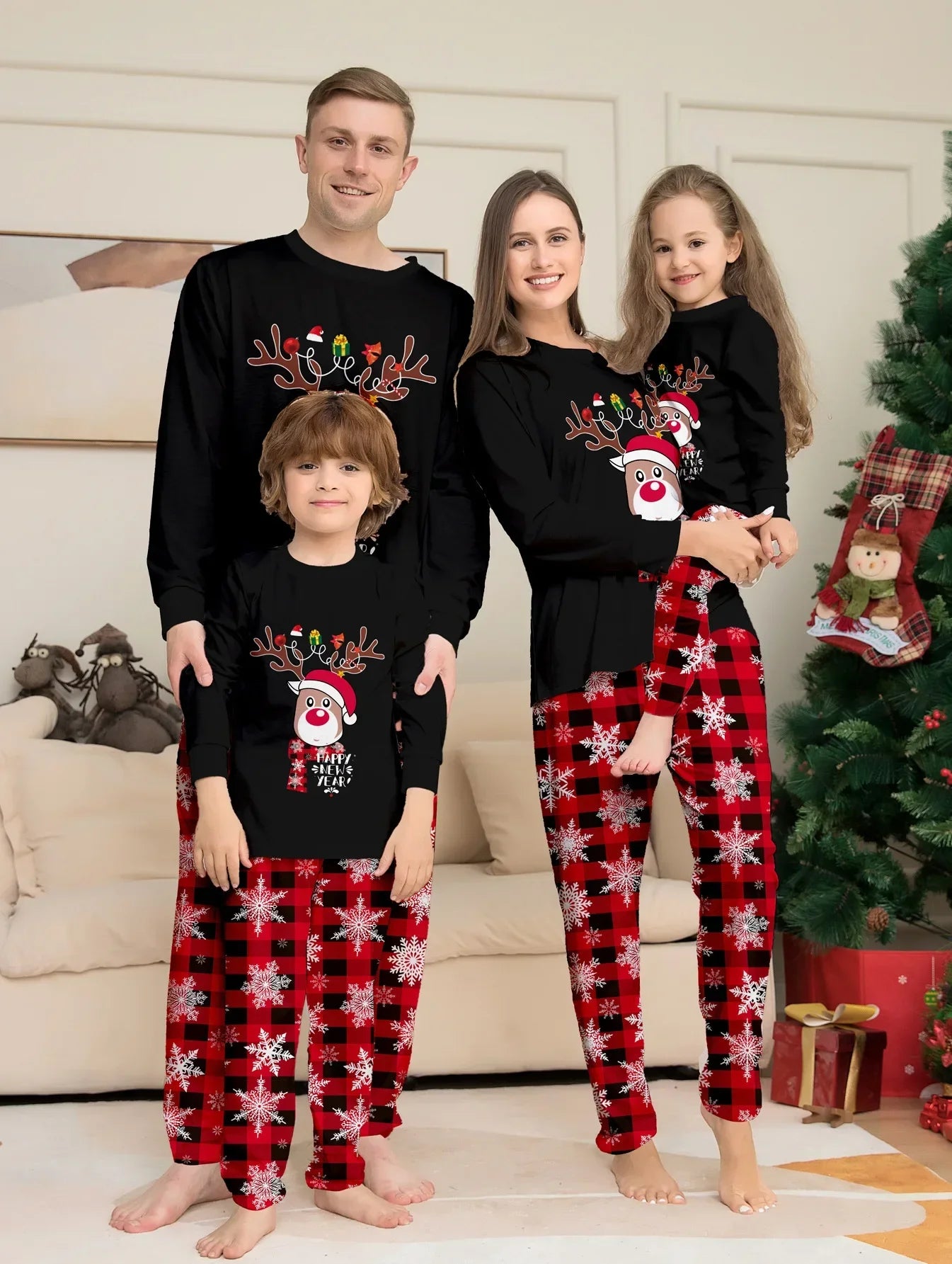 New Maxy Print Mother Father Kids Matching Outfits Christmas Pajamas Set Baby Romper Soft Casual Loungewear Xmas Family Look