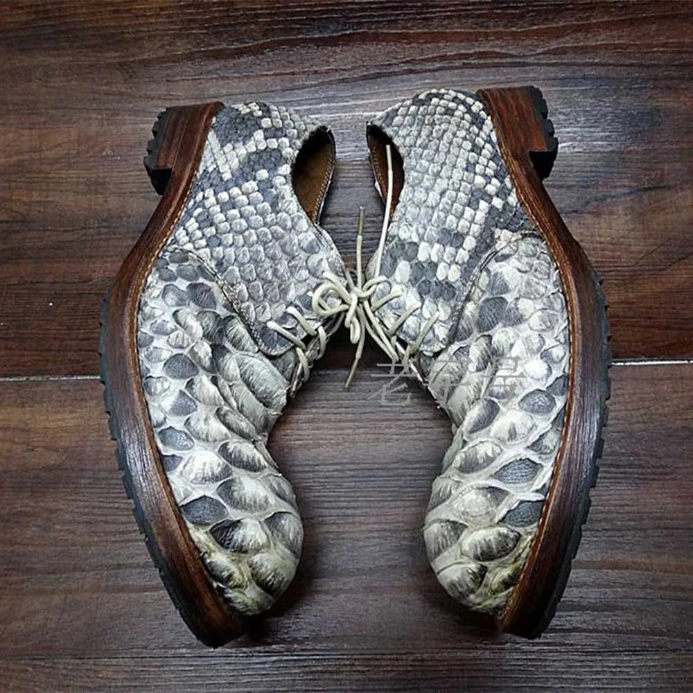Amay SIPRIKS Mens Goodyear Welted Shoes Italian Man Python Skin Dress Shoes Hipster Snakeskin Gents Suit Shoes Male Animal Skin Boots