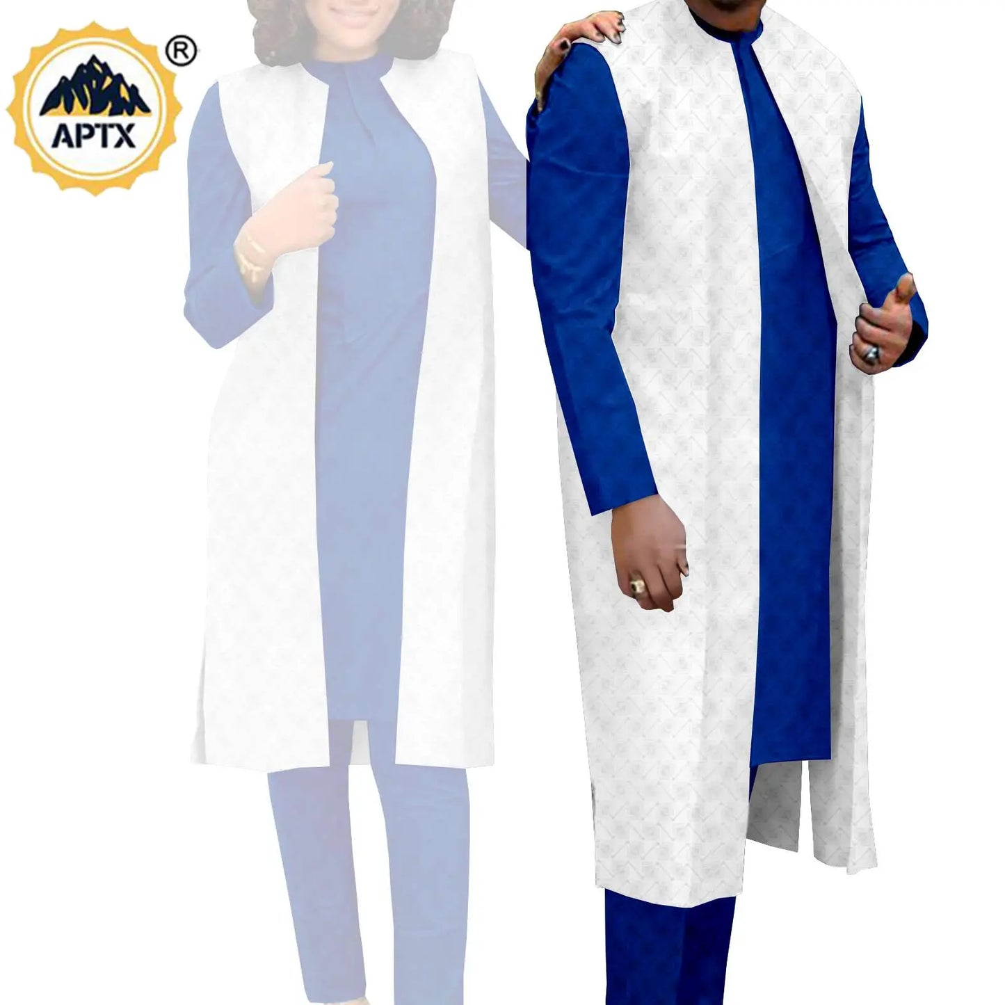 Amay Couples Clothes Bazin Riche Women Outfits 3 Pieces Sets Match Men Jacquard Shirt and Pants and Vest Jackets Sets Y22C029