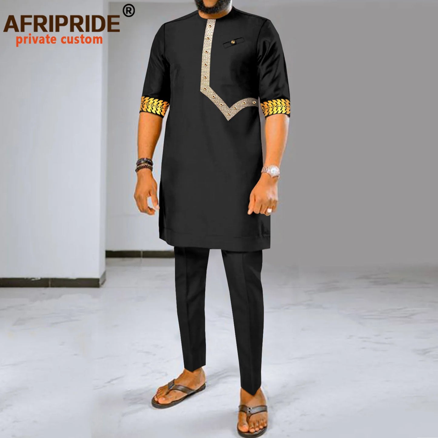 Maxy Men Tracksuit African Clothes 2 Piece Set Dashiki Embroidery Short Sleeve Shirt and Ankara Pants Set Dashiki Outfits 2416017
