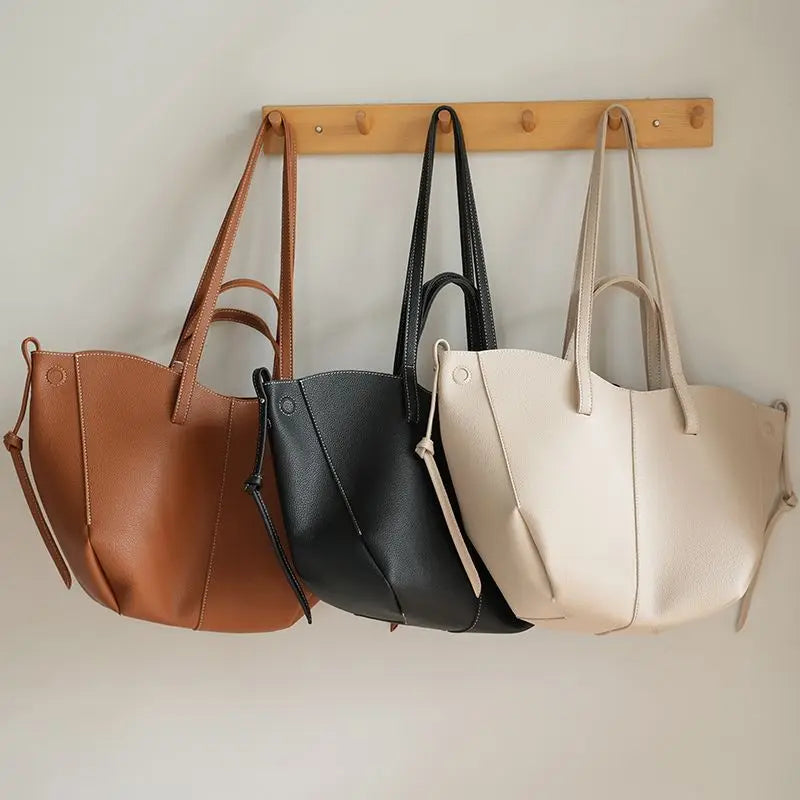 Maxy Fashion Brand Retro Tote Bag for Women French Niche Design Handbag PU Leather Composite Bag Large Capacity Underarm Shoulder Bag