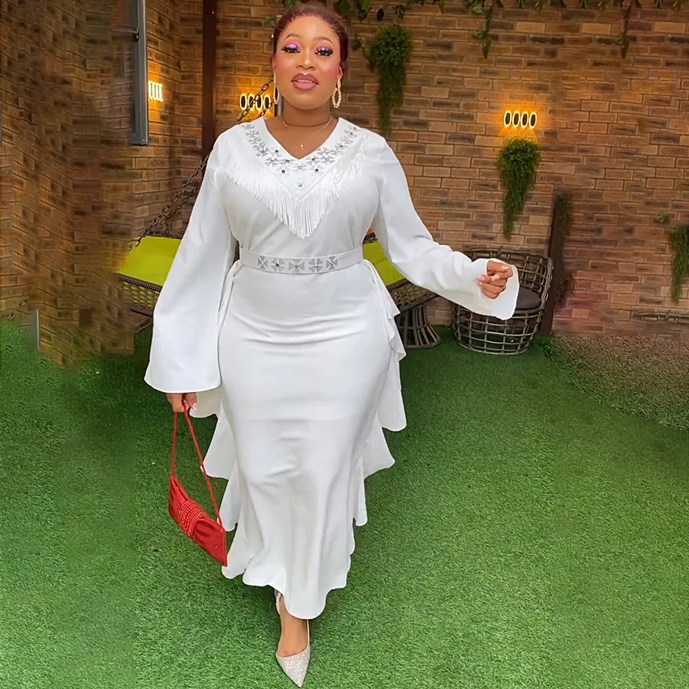 Maxy Plus Size Party Long Dresses for Women Dashiki Ankara Clothing New Turkey Robes Muslim Kaftan Evening Gown