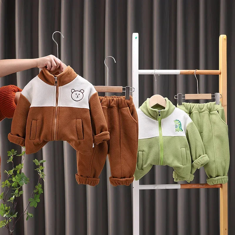 Maxy New Autumn Winter Baby Clothes Children Girls Thicken Jacket Pants 2Pcs/Set Toddler Costume Kids Boys Clothing Infant Tracksuits