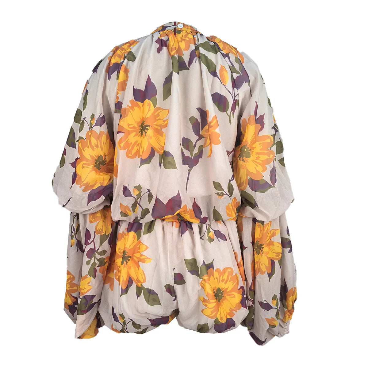 Maxy Women Floral Printed Lantern Long Sleeve Blouses Tops and Mini Skirt Suits Fall Beach Party Two Piece Set Outfits