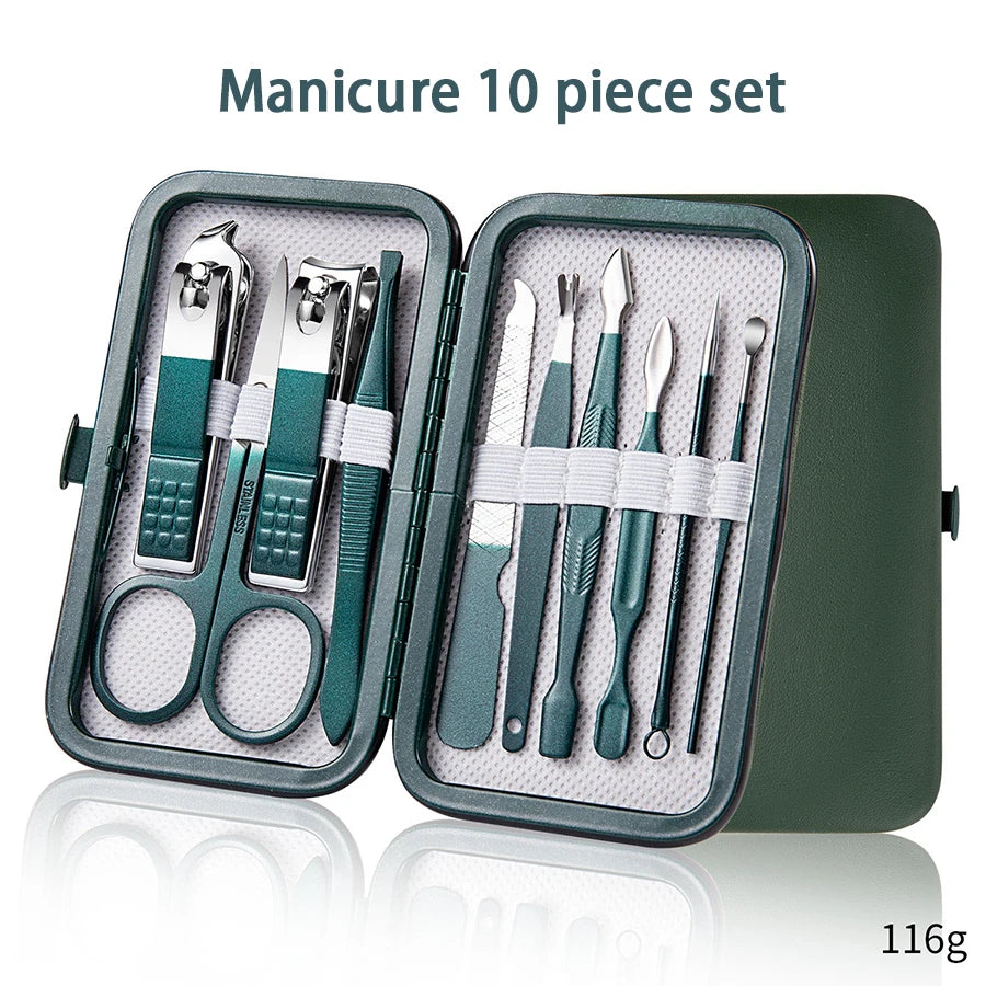 6-9 Pcs Manicure Set With Leather Case Professional Foot And Face Care Tool Kits Stainless Steel Nail Clipper Sets Gift