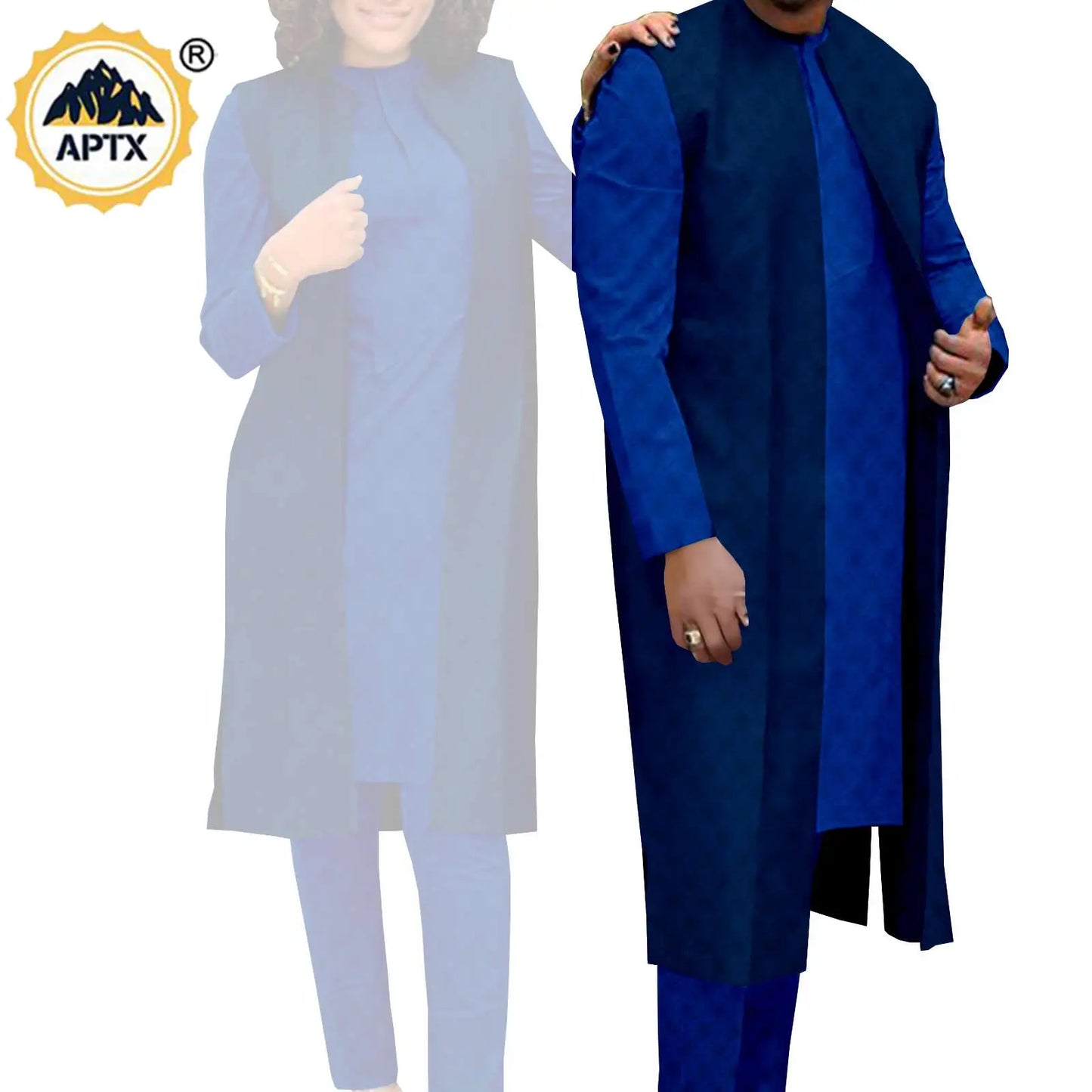 Amay Couples Clothes Bazin Riche Women Outfits 3 Pieces Sets Match Men Jacquard Shirt and Pants and Vest Jackets Sets Y22C029