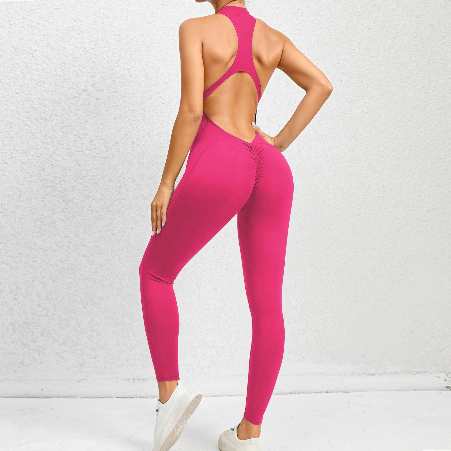 Seamless Yoga Set Jumpsuits One-Piece Zipper Sports Fitness Female Gym Fitness Beauty Back Running Training Tracksuits for Women