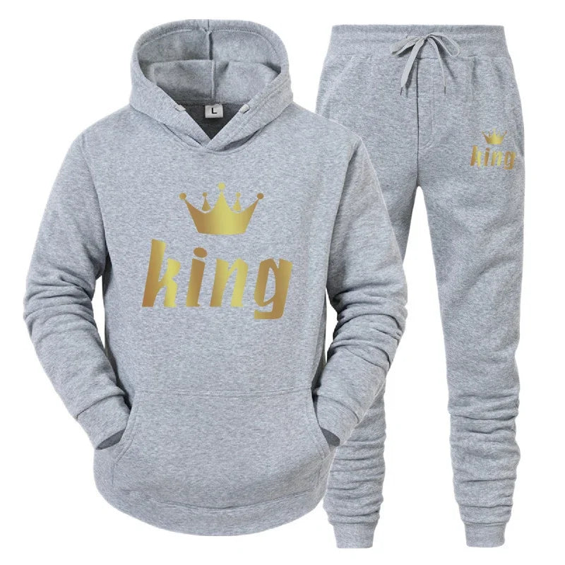 Maxy King And Queen Couple Outfit Hoodie and Jogger Pants High Quality Men Women Daily Casual Sport Jogging Suit King Queen Tracksuit
