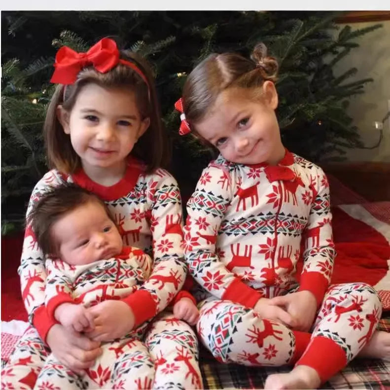 Christmas matching family outfit long sleeve moose print Christmas family outfit long sleeve pajamas pajama pants home clothing