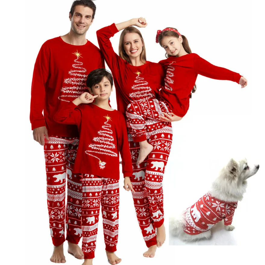 Maxy Christmas Family Matching Pajamas Polar Bear Father Mother & Children Pajamas Set Dog Mommy and Me Xmas Pj's Clothes Tops+Pants