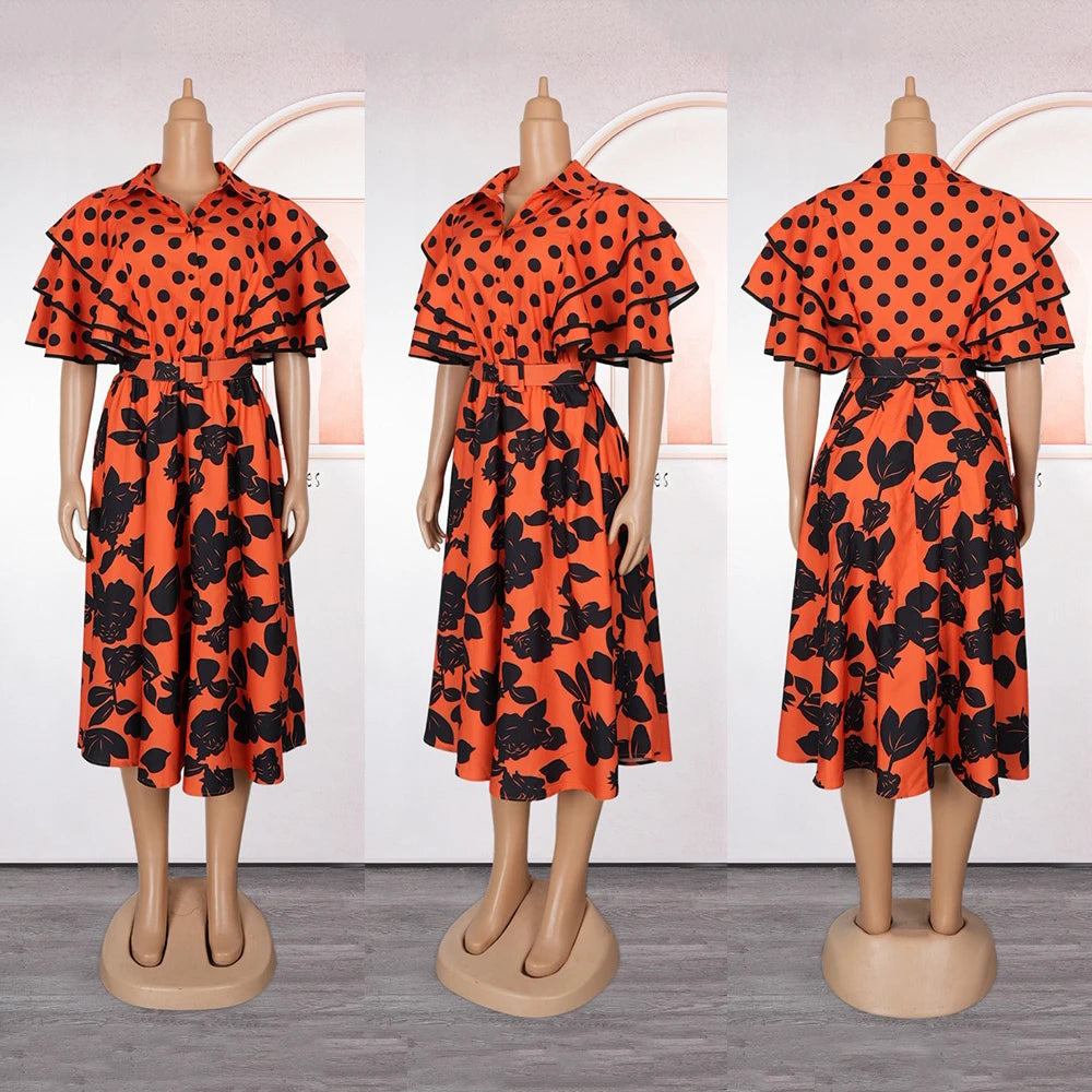 Amay Elegant Dresses Print for Women New Plus Size Fashion Dashiki Ankara Turkey Wedding Party Birthday Robe Dress Maxy