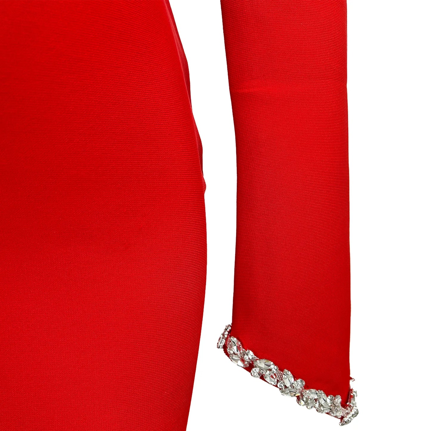 Maxy Woman Red Elegant Maxy Diamonds Dresses Fashion Long Sleeved Pleasted Bandage Dress Slim Fit Causal Office Lady Robe