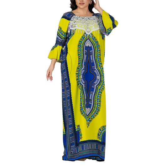 Maxy Plus size Moroccan Traditional Dress cotton Abaya marocain Kaftan African Beach Home Dashiki Loungewear African Dresses For Women