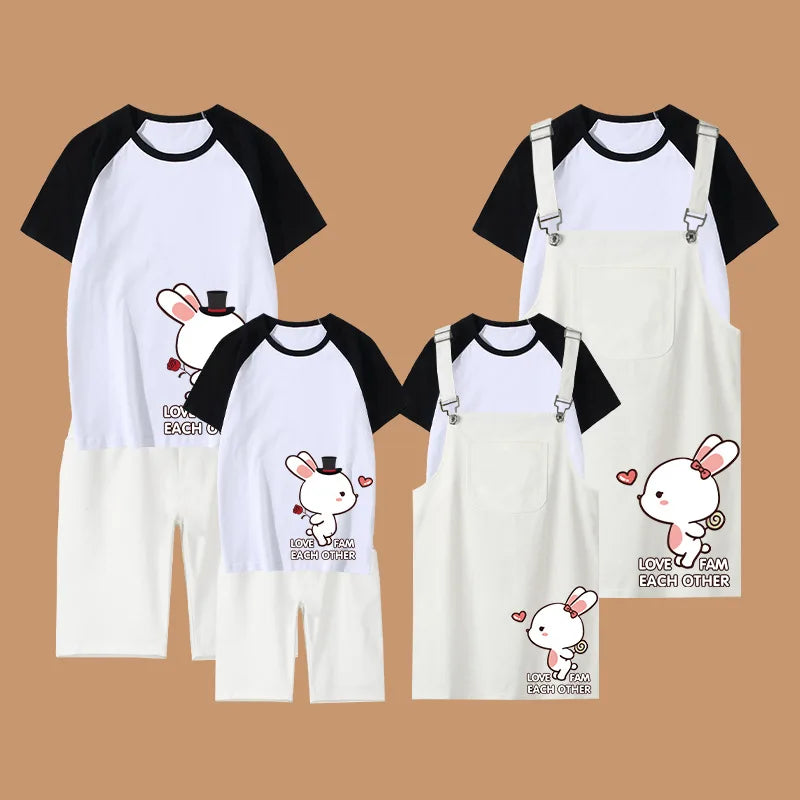 Christmas Matching Family Outfits Strap Dress Set Family Look Matching Clothes Mother and Daughter Cotton Shirts Tees Family Set