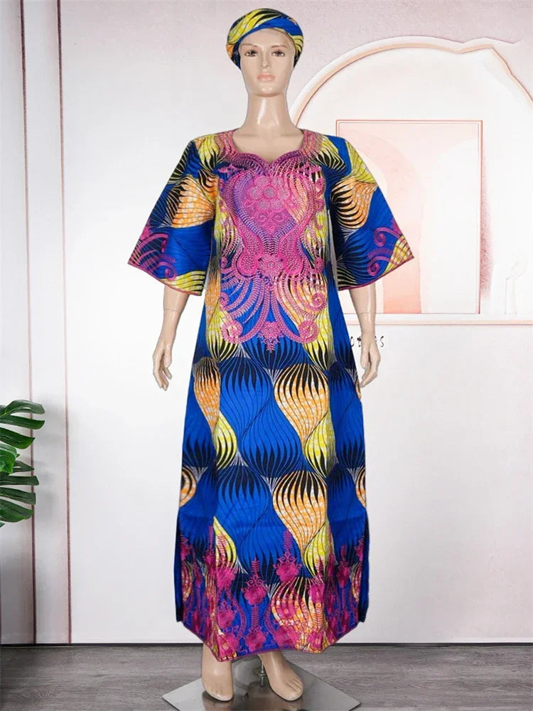 Maxy African Women Traditional Outfit Dashiki Wax Dresses Plus Size Embroidery Maxi Robe Party Evening Gown Turkey Africa Clothing