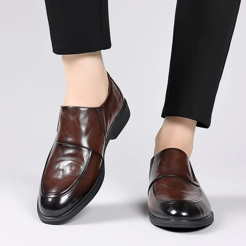 Visco Men's shoes autumn new style men's British business casual leather shoes trend four seasons pointed loafers