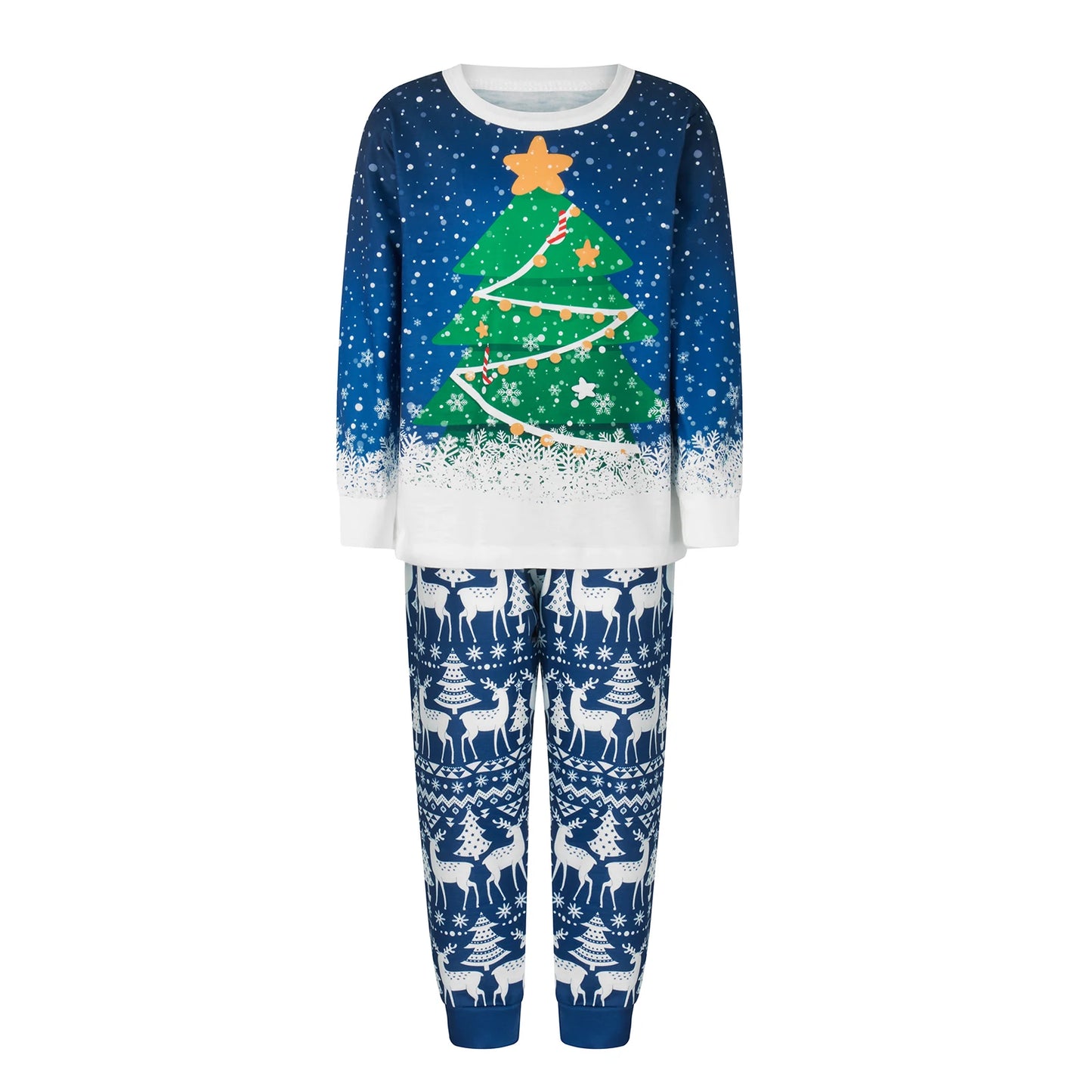 Christmas Family Pajamas Matching Set Santa Claus Print Long Sleeve Tops and Snowman Print Pants Sleepwear for the Holidays