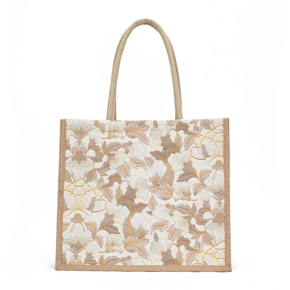 Maxy Linen Bag for Women Fashionable Linen Hand-held Mommy Bag Large Capacity Student Bag Linen Bag For School Shopping Travel