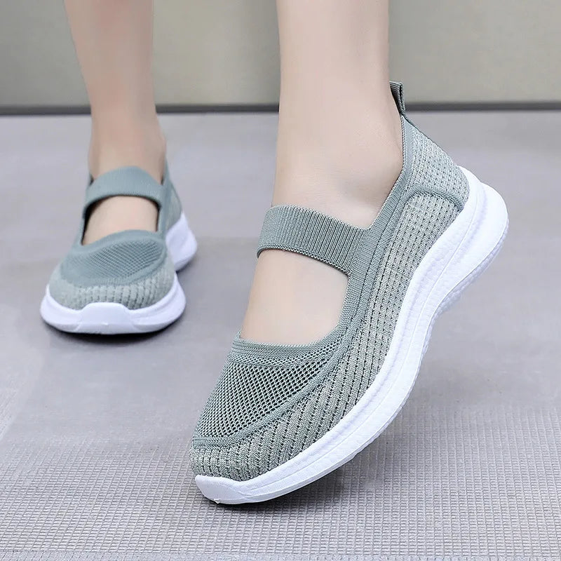 Maxy Women's shoes summer fashion mesh breathable casual shoes walking anti-skid thick soled flat shoes Le Fu shoes