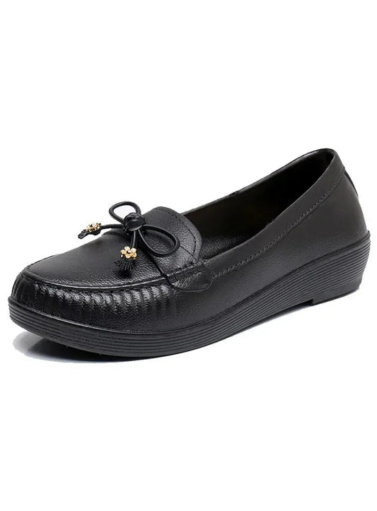 Maxy women casual round toe street anti skid shoes lady leisure black comfort hotel work flats red loafers fa42