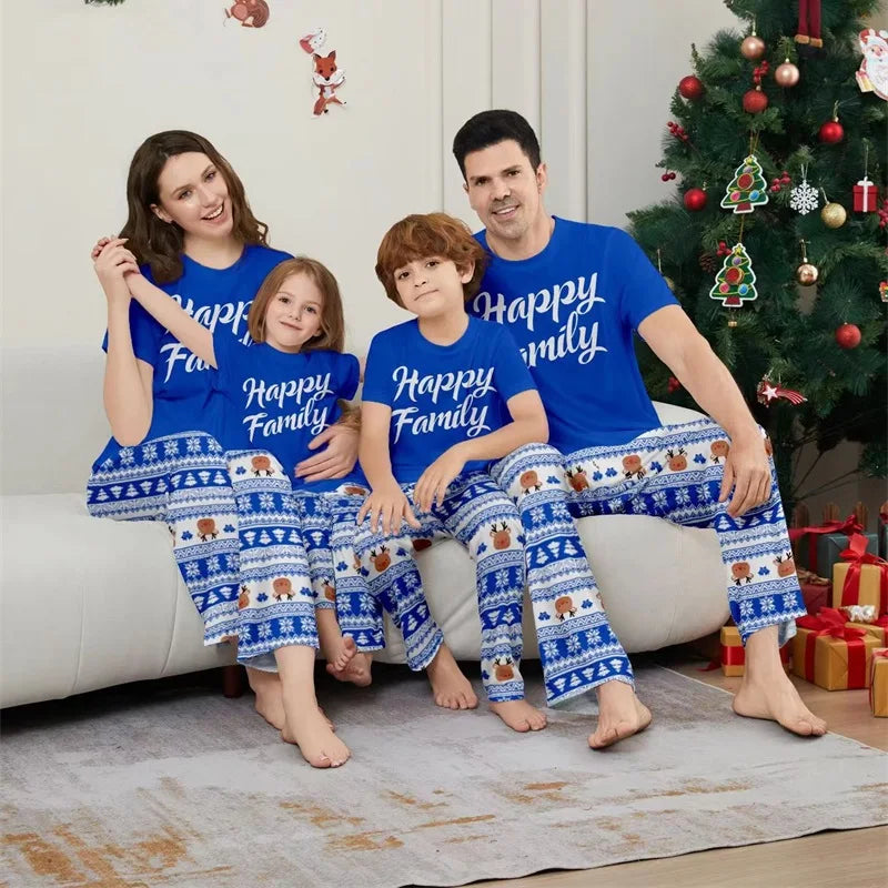 Maxy Short Sleeve Christmas Family Matching Pajamas Sets Xmas Daddy Mommy and Me Pj's Clothes Father Mother Kids Baby Sleepwear 2024