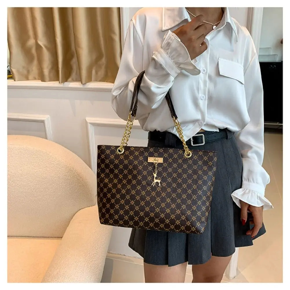 Maxy Women Luxury Design Tote Bag Large Capacity Handbag Fashion Printing Shoulder Bag Trendy New Shopping Bag Purse