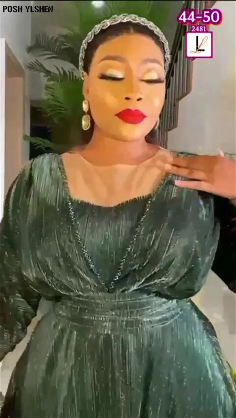 Amay Plus Size Evening Dresses for Women African Luxury Glitter Gown Elegant Turkey Wedding Party Long Dress Ankara Ladies Clothing
