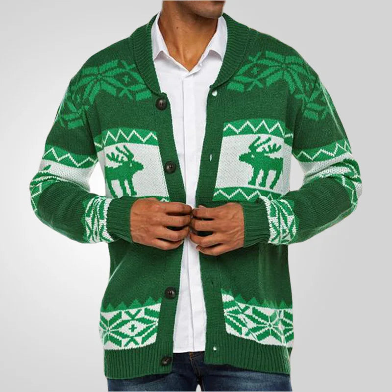 2025 Autumn Winter Men's Snowflake Christmas Sweater Knitted Sweater V-Neck Casual Knit Jumpers Pullovers Home Warm Outwear Male