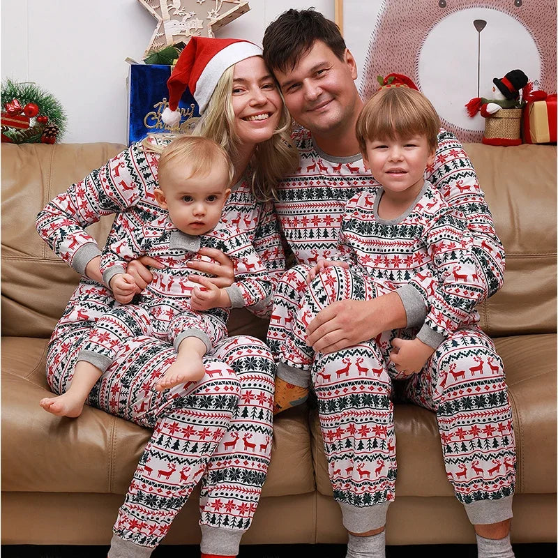 Maxy Fashion Family Christmas Matching Pajamas Set Xmas Adult Kids Mother And Daughter Father Son Sleepwear Baby Family Look Outfits