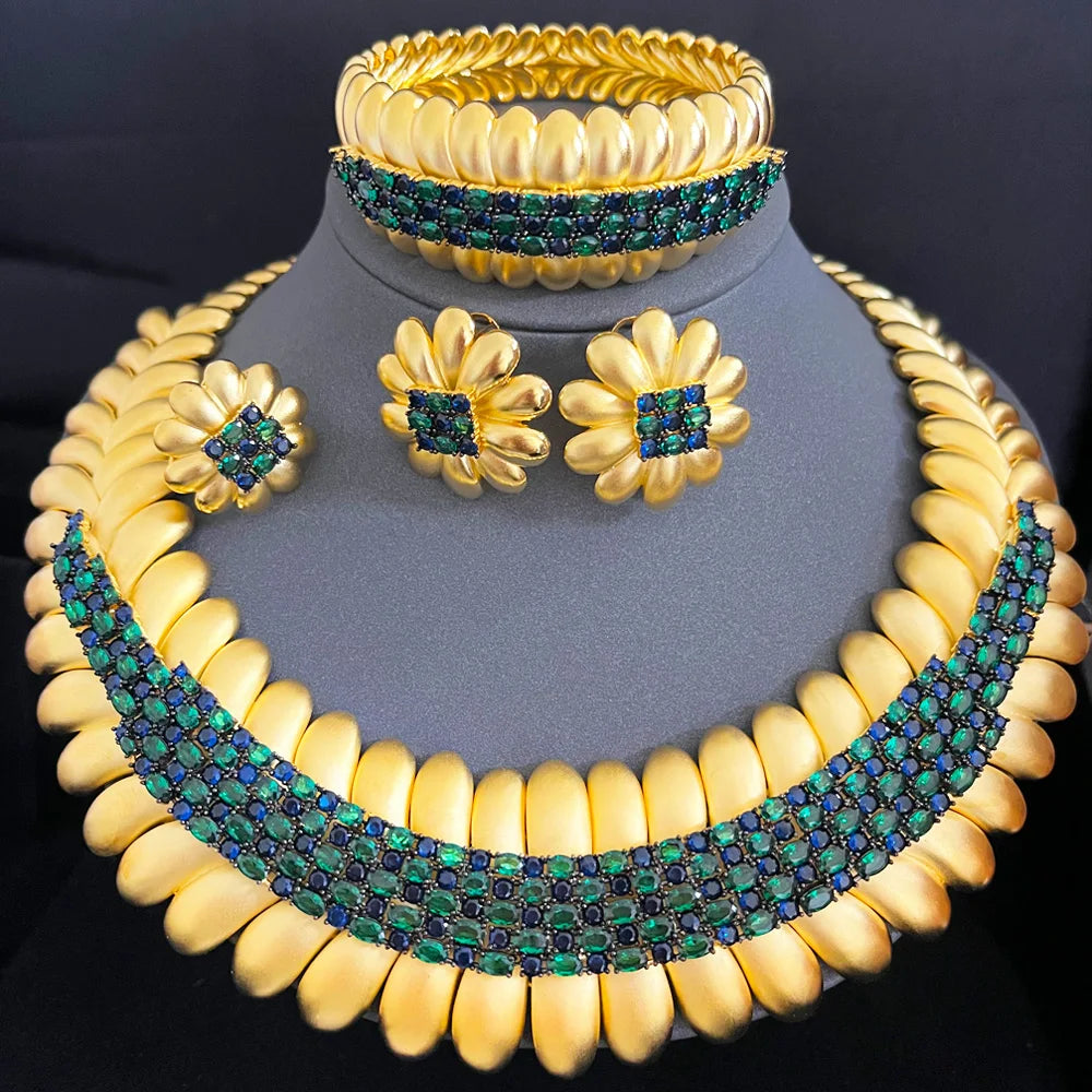 Maxy Famous Brand Bling Sequins Luxury Jewelry Sets For Women Wedding Party Zircon Wedding Bridal Jewelry Set