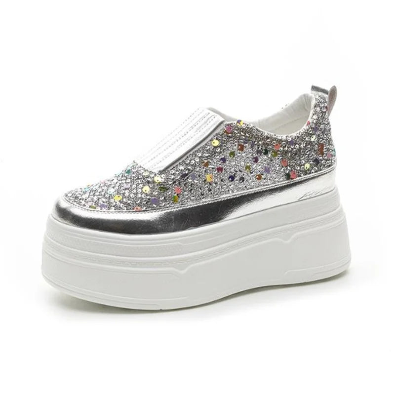 Visco Sneakers Women's Size 34 39 New Color Rhinestone Fashion Women Loafers Platform Fashion Shiny Women's Shoes