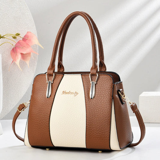 Maxy Stripe Color Matching Fashion Women Handbag Large Capacity Tote Bag Marble Texture Unique Design Hand Bag With Strap Crossbody