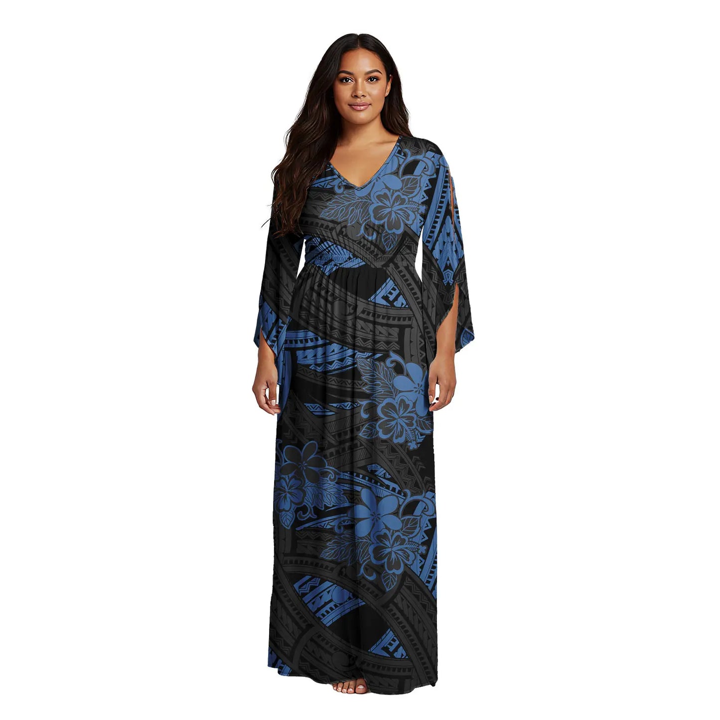 Maxy Latest Women's V-neck Dress Custom Sexy Evening Gown Polynesian Samoan Tribal Pattern Design Casual Dress