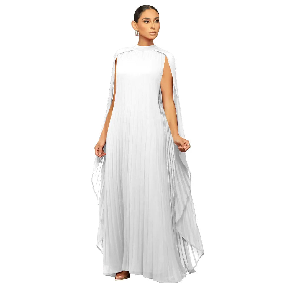 Maxy Dashiki African Dresses for Women Spring Fashion O-neck Long Sleeve Solid Color Long Maxy Dress African Clothes Women